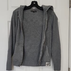 Express Gray Ribbed Hoodie